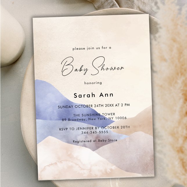 Modern Desert Mountain Abstract Baby Shower Invitation (Modern Desert Mountain Abstract Baby Shower Invitation)