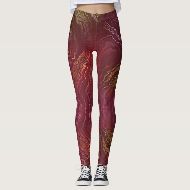 Modern design abstract marble  leggings (Front)