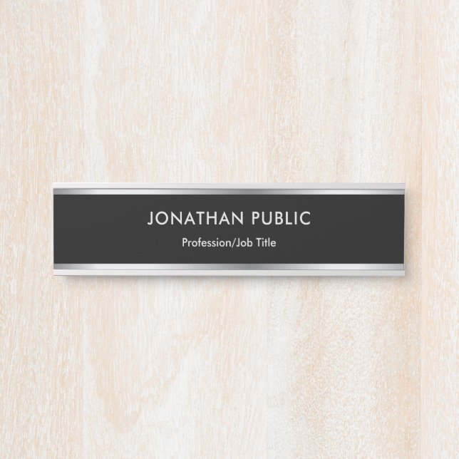Modern Design Black And Silver Glam Professional Door Sign (Front)