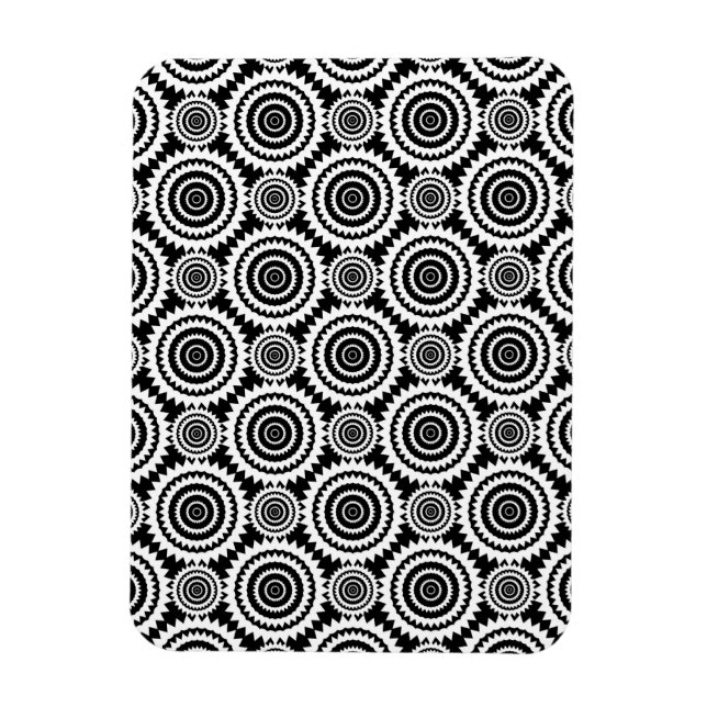 Modern Design Black and White Kaleidoscope Pattern Magnet (Vertical)