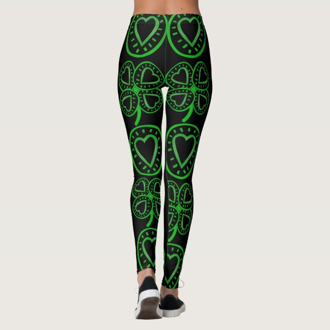 Modern Design Clover Heart St Patrick's Day L 5 Leggings (Back)