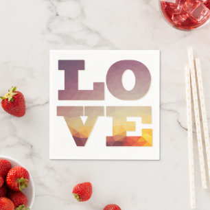 Modern design colourful sunset love text napkin