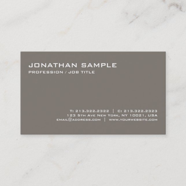 Modern Design Creative Minimalistic Plain Trendy Business Card (Front)