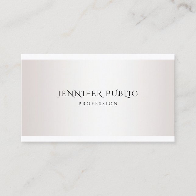 Modern Design Elegant Faux Silver Simple Template Business Card (Front)