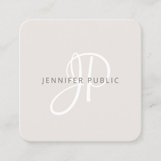 Modern Design Elegant Monogram Template Square Business Card (Front)