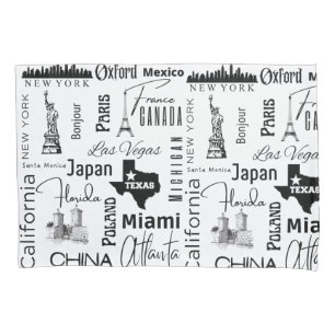 Modern design famous cities black and white trendy pillowcase