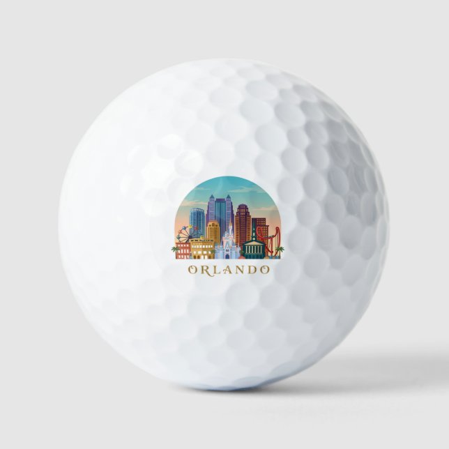 Modern design featuring a retro skyline golf balls (Front)