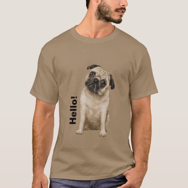 Modern design Hello Bulldog men beige  T-Shirt (Front)