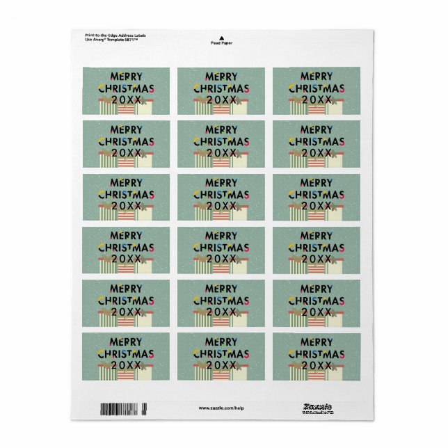 Modern Design Merry Christmas Gift Boxes Labels (Full Sheet)