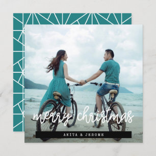 Modern Design Merry Christmas Square Photo Holiday Card