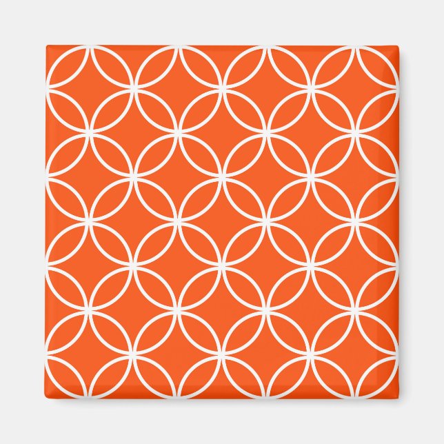 Modern Design Overlapping Circles in Orange Magnet (Front)