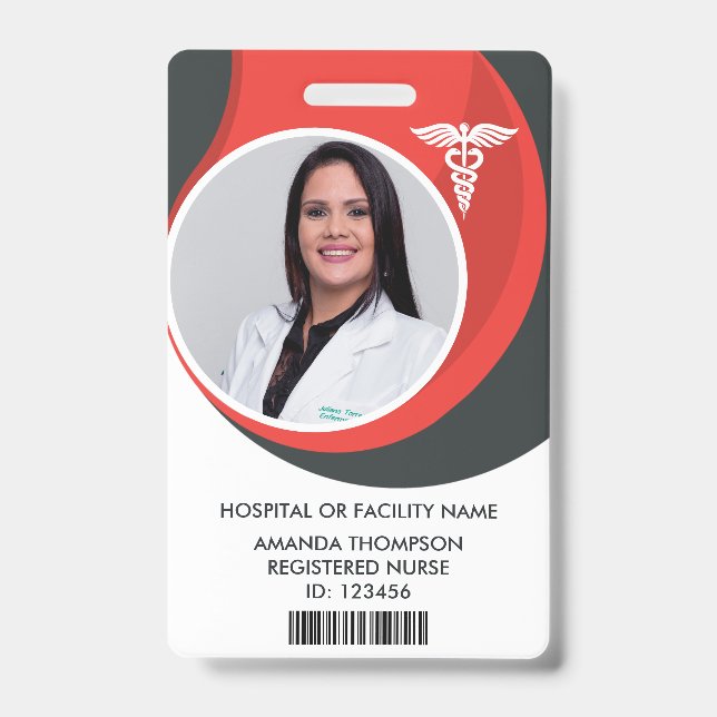 Modern Design Registered Nurse Photo ID Badge (Front)