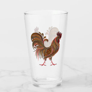 Modern Design Rooster Chicken Art  Glass