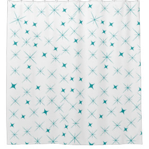 Modern design starburst elegant pattern blue white shower curtain