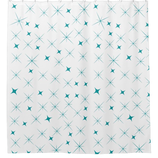 Modern design starburst elegant pattern blue white shower curtain (Front)