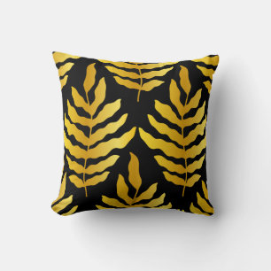 Modern design with leaves. Tropical leaves of gold Cushion