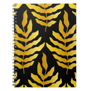 Modern design with leaves. Tropical leaves of gold Notebook