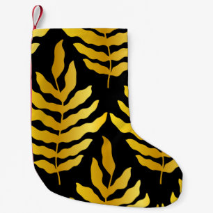 Modern design with leaves. Tropical leaves of gold Small Christmas Stocking