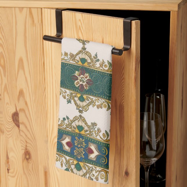 Modern designed inspired Serbian ethnic seamless 3 Tea Towel (Thirds Fold)