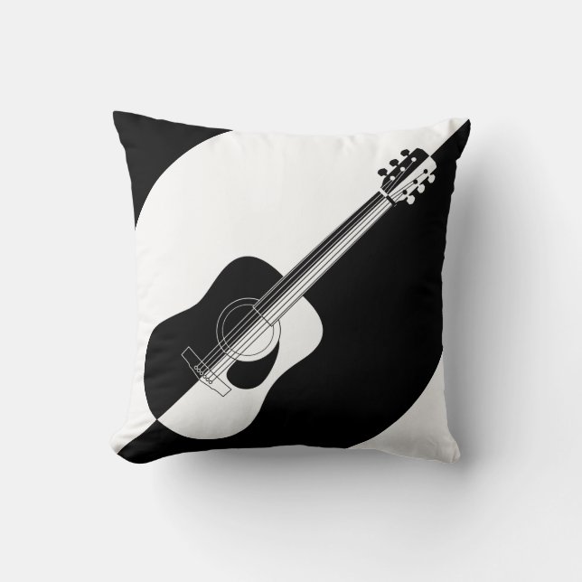 Modern designer black and white guitar cushion (Front)