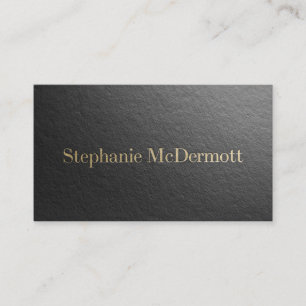 Modern Designer Minimal Black & Gold Embossed Text Business Card