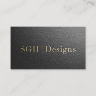Modern Designer Minimal Black & Gold Embossed Text Business Card