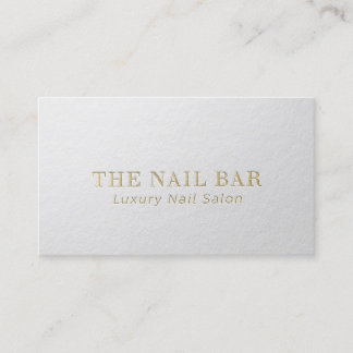 Modern Designer Minimal White & Gold Embossed Text Business Card