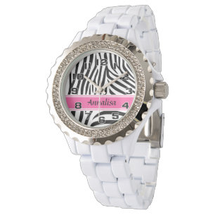 Modern designer personalised zebra stripe Ladies Watch