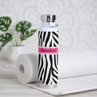 Modern designer personalised zebra stripe Ladies Water Bottle