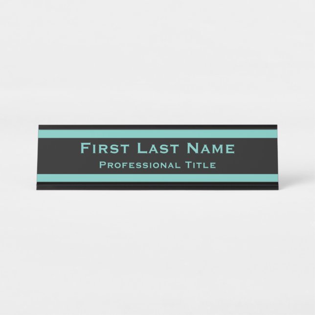 Modern Desk Name Plate Plates Teal Turquoise (Front)