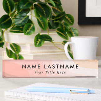 Modern desk name plate with editable name & title 