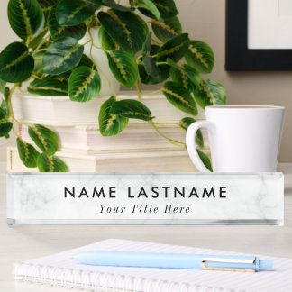 Modern desk name plate with editable name & title 