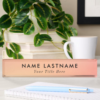 Modern desk name plate with editable name & title 