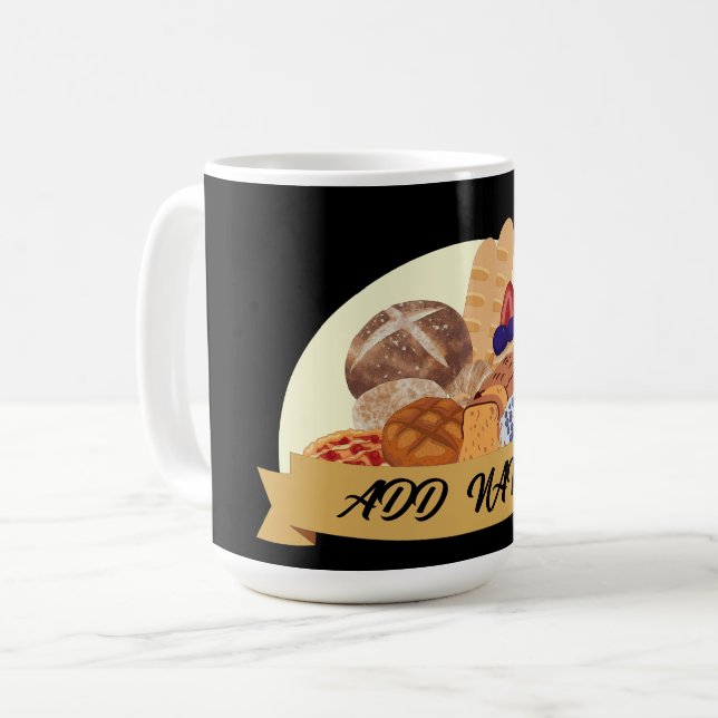 Modern dessert Bread baking bakery custom name Coffee Mug (Front Left)
