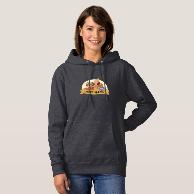Modern dessert Bread baking bakery custom name Hoodie (Front Full)