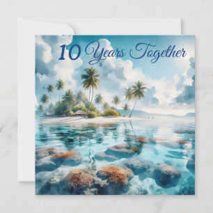 Modern Destination beach Maldives Blue White Coral Card