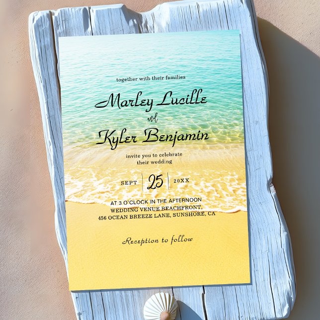 Modern Destination Summer beach Wedding Invitation (Creator Uploaded)