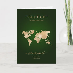 Modern Destination Wedding Passport World Map Invitation