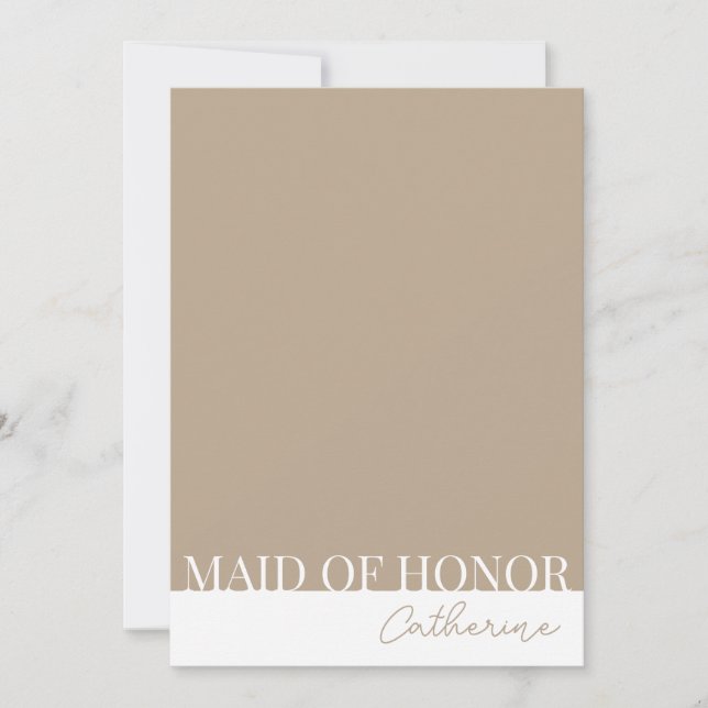 Modern Detailed Maid of Honour Proposal Card (Front)