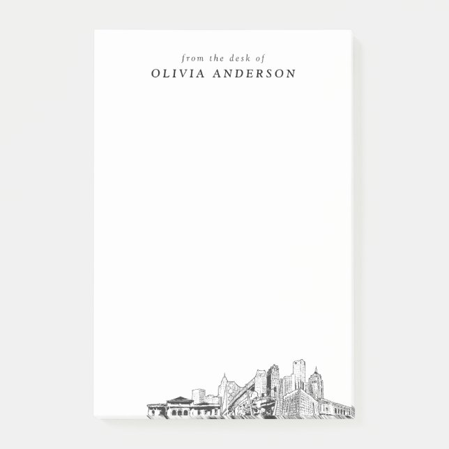 Modern Detroit Professional Gift Personalised Post-it Notes (Front)