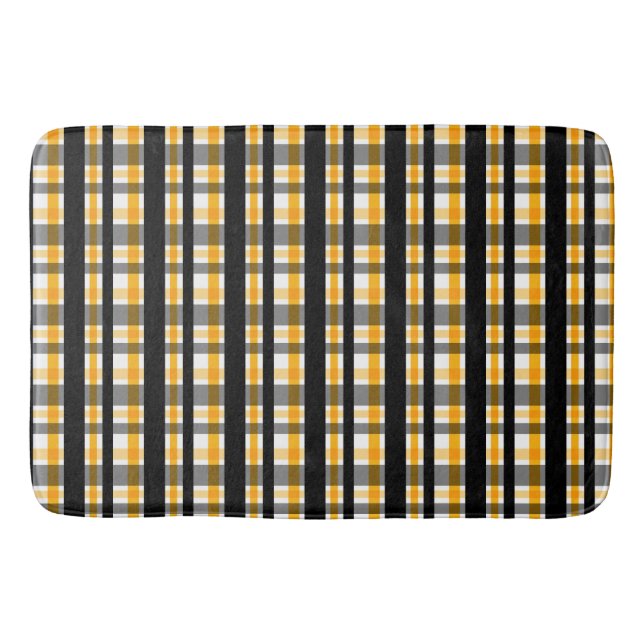 Modern Diagonal Autumn Plaid Pattern Bath Mat (Front)