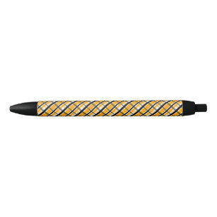 Modern Diagonal Autumn Plaid Pattern Black Ink Pen