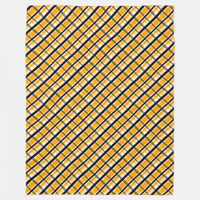 Modern Diagonal Autumn Plaid Pattern Fleece Blanket (Front)