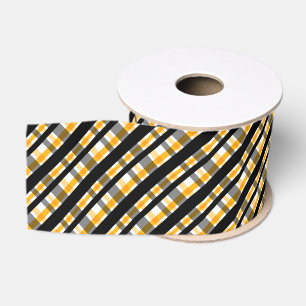 Modern Diagonal Autumn Plaid Pattern Grosgrain Ribbon