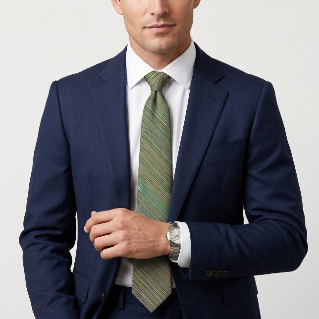 Modern Diagonal Multi-Green Striped Tie (Creator Uploaded)