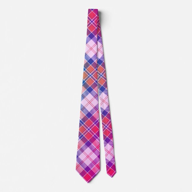 Modern Diagonal Plaid - Red, White and Blue Tie (Front)