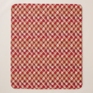 Modern Diagonal Red and White Plaid Pattern Sherpa Blanket