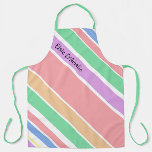 Modern Diagonal Stripe Pastel Personalized Apron