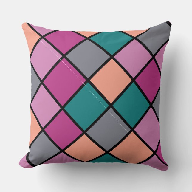 Modern Diagonal Tiles 5 Colors Cushion (Front)
