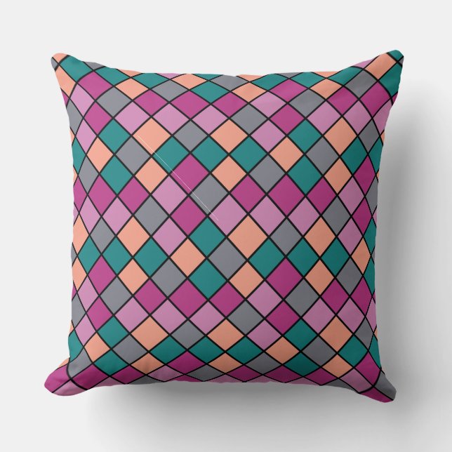 Modern Diagonal Tiles 5 Colors Cushion (Front)